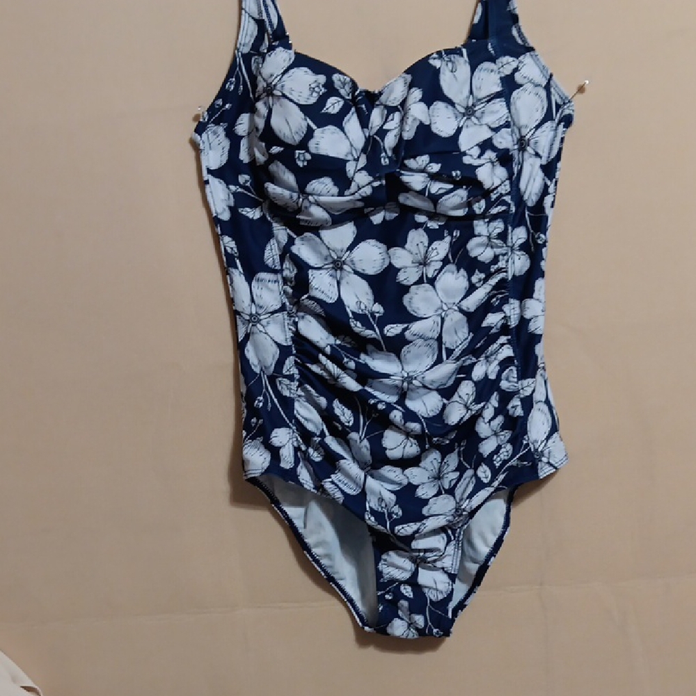 Blue and White One Piece Swimwear with Scoop Neckline NWOTs
